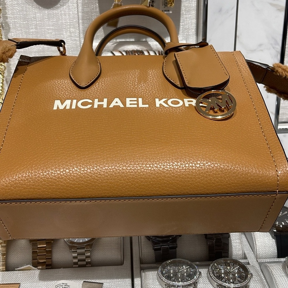 Michael Kors Mirella Small Pebbled Leather Shopper Top Zip Crossbody XBody Bag - Picture 10 of 16